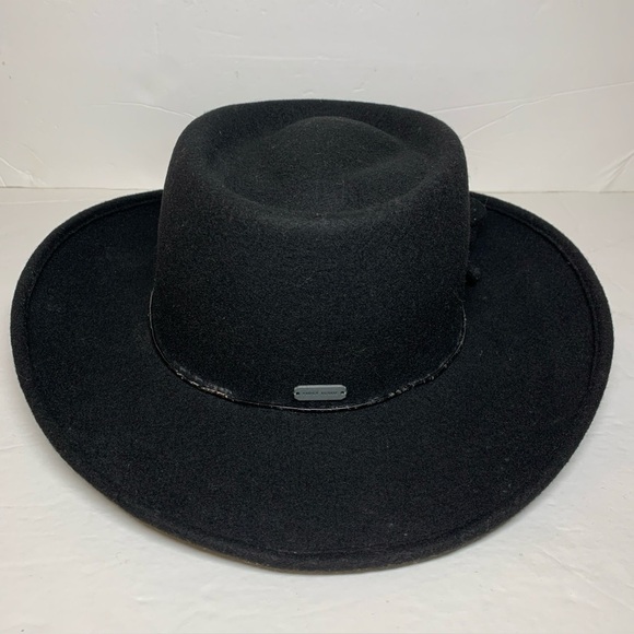 Liz Claiborne Womens Fedora Hat Wool Wide Brim Black Beaded Strap main image 5